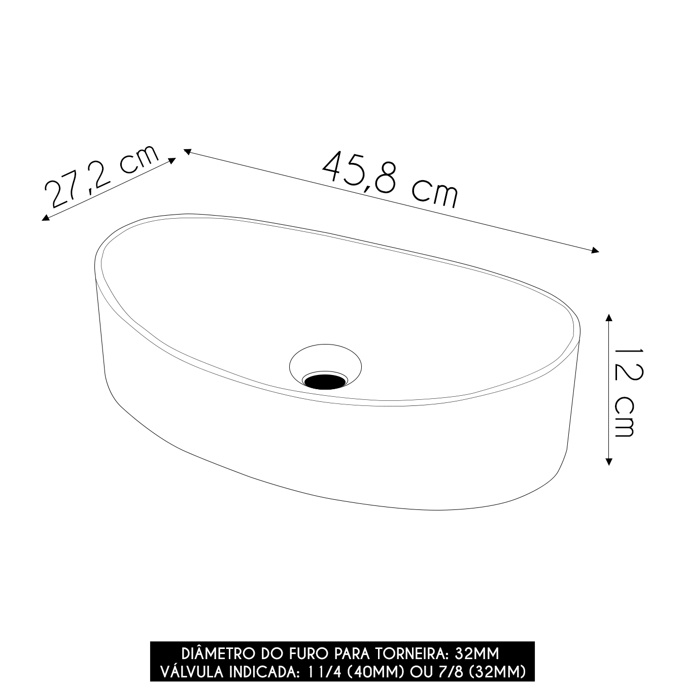 Cuba Pia Para Banheiro Oval Canoa 46cm Tânia C08 Branco - Mpozenato