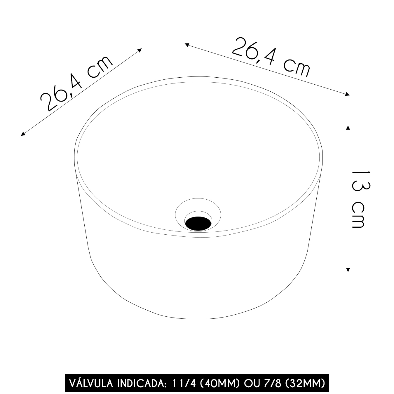 Cuba Pia Para Banheiro Redonda 30cm Celine C08 Branco - Mpozenato
