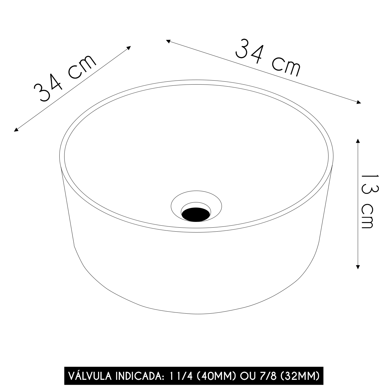Cuba Pia Para Banheiro Redonda 34cm Sara C08 Branco - Mpozenato