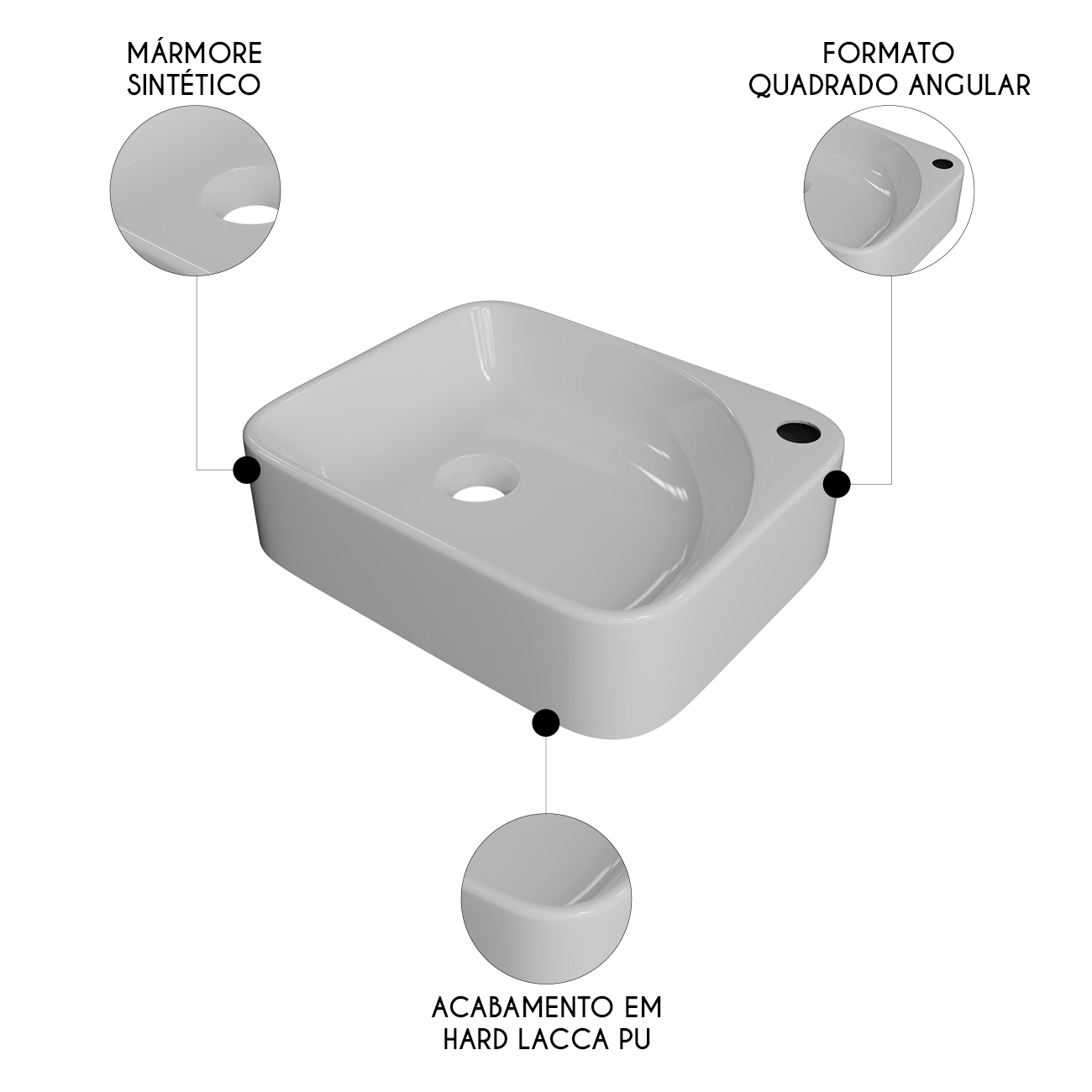 Cuba Pia Para Banheiro Retangular 36cm Jasmin C08 Branco - Mpozenato