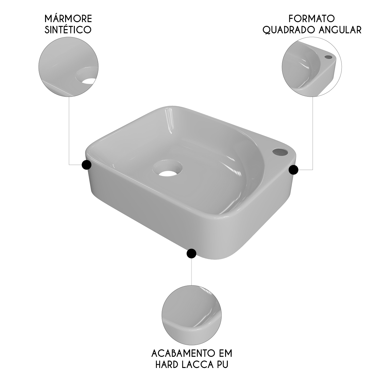 Cuba Pia Para Banheiro Retangular 36cm Jasmin C08 Cinza - Mpozenato