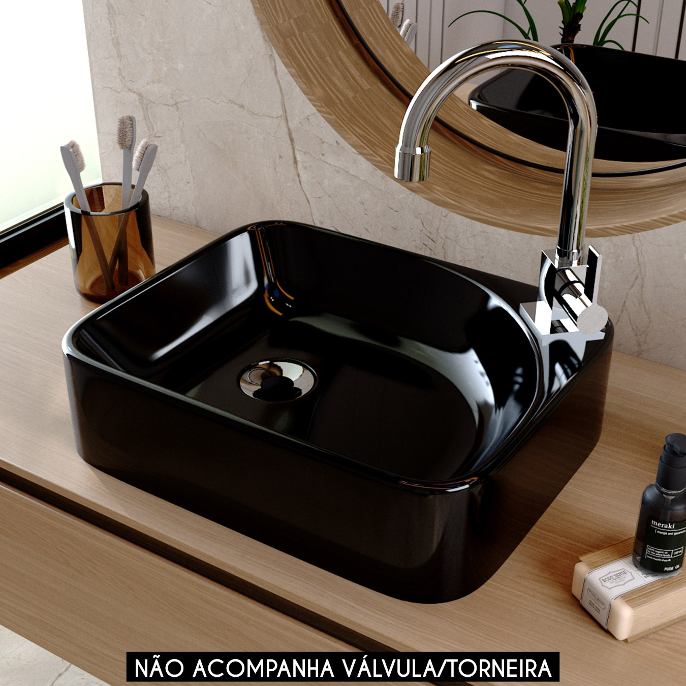 Cuba Pia Para Banheiro Retangular 36cm Jasmin C08 Preto - Mpozenato