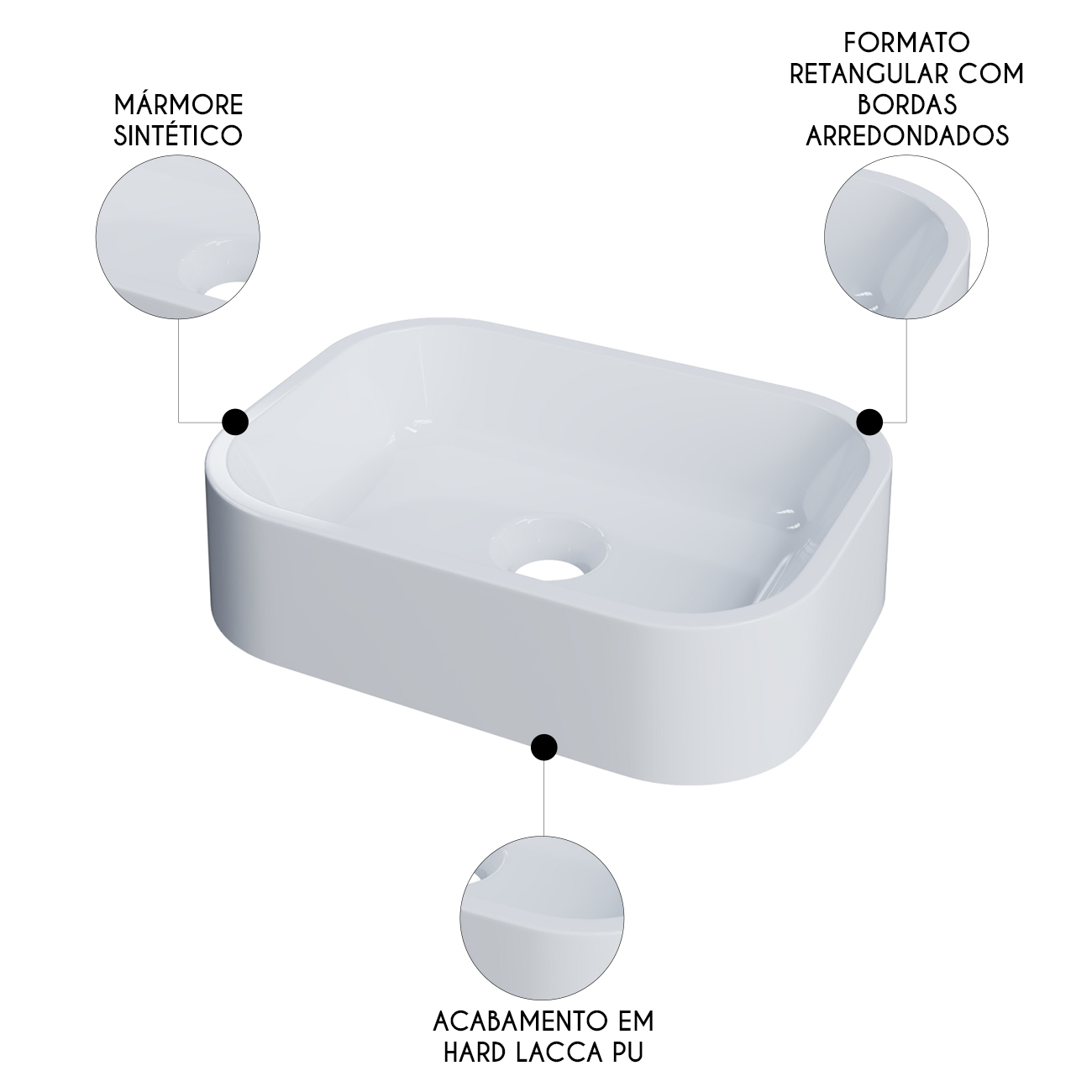 Cuba Pia Para Banheiro Retangular 38cm Dalila C08 Branco - Mpozenato