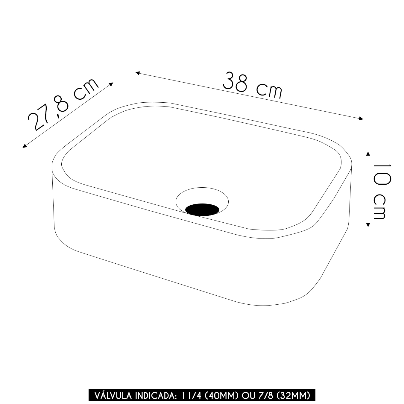 Cuba Pia Para Banheiro Retangular 38cm Dalila C08 Branco - Mpozenato
