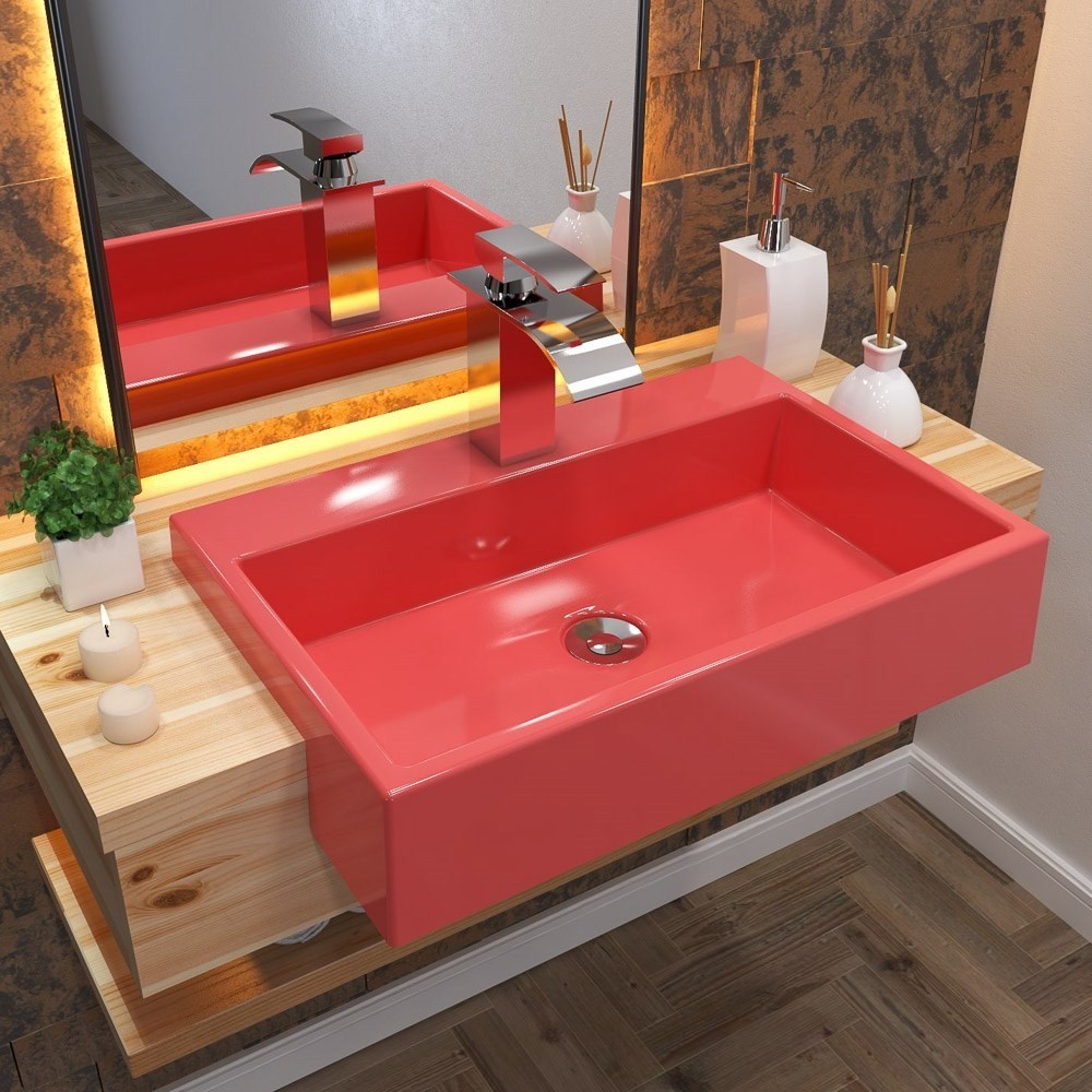 Cuba Pia Semi Encaixe para Banheiro Retangular 54cm XRT C08 Rosa - Mpozenato