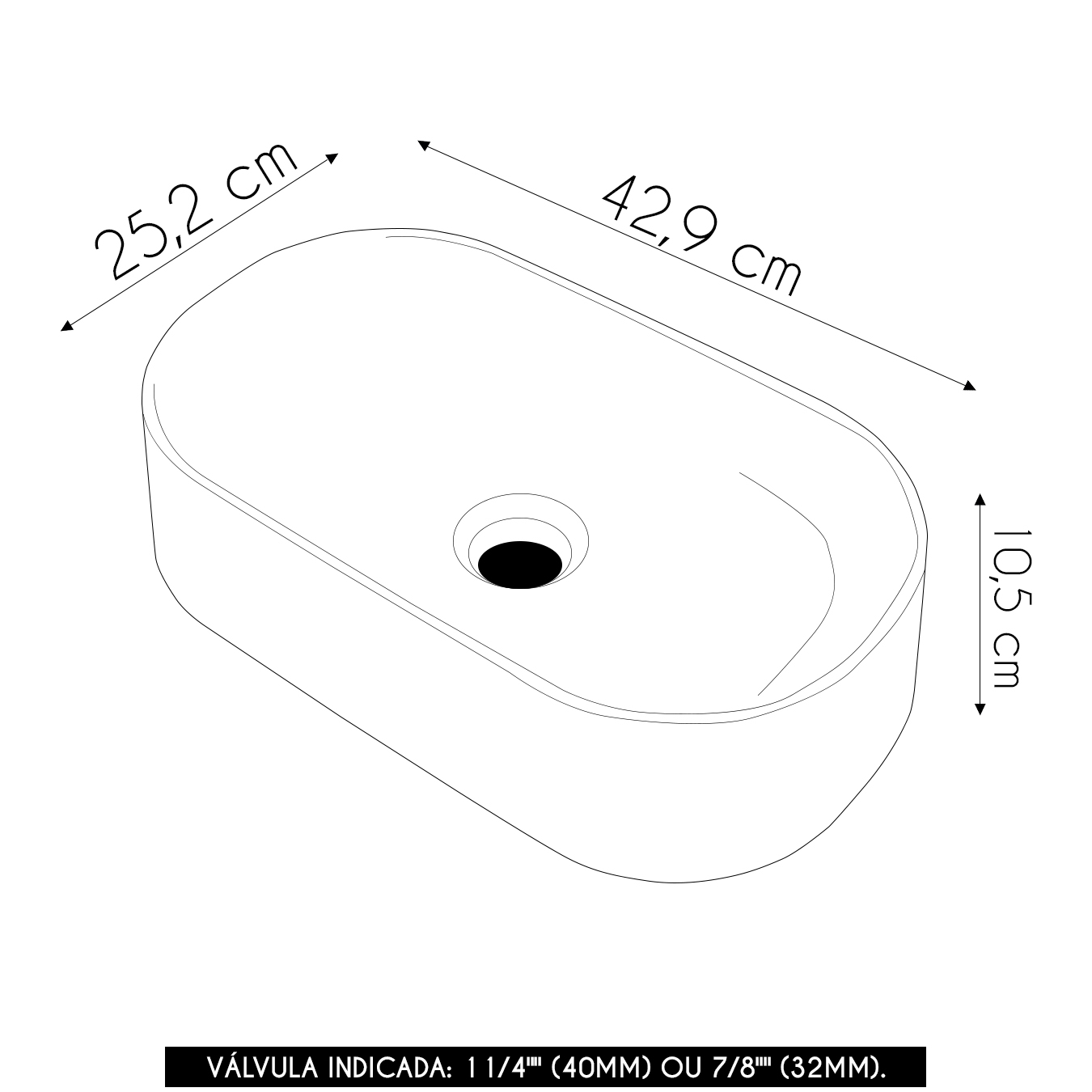 Cuba Pia de Apoio Para Banheiro Oval 43cm Hera C08 Branco - Mpozenato