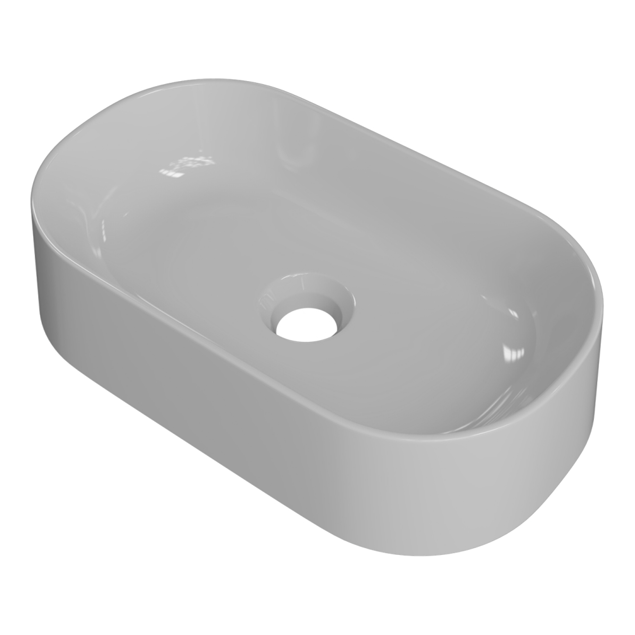 Cuba Pia de Apoio Para Banheiro Oval 43cm Hera C08 Cinza - Mpozenato