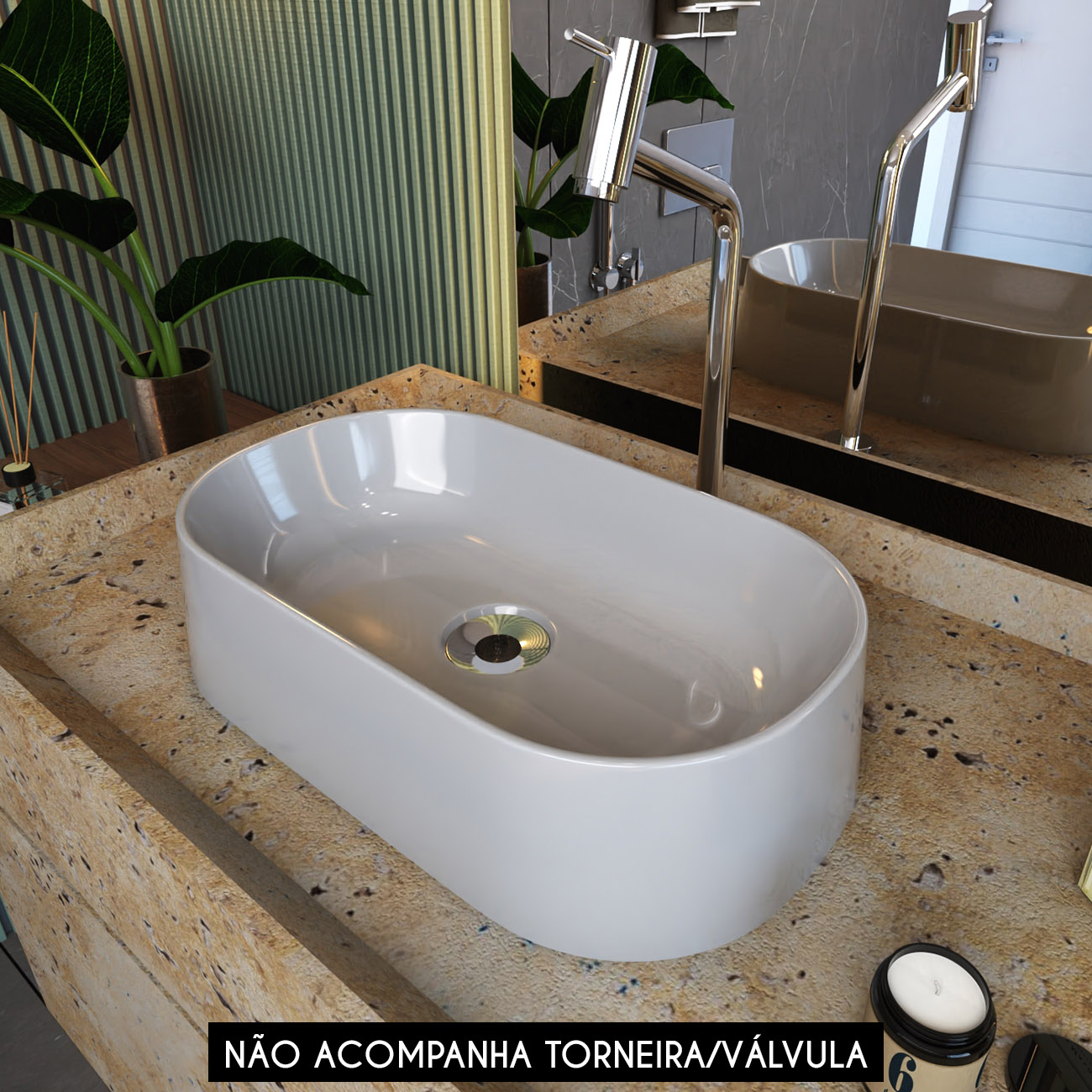 Cuba Pia de Apoio Para Banheiro Oval 43cm Hera C08 Cinza - Mpozenato