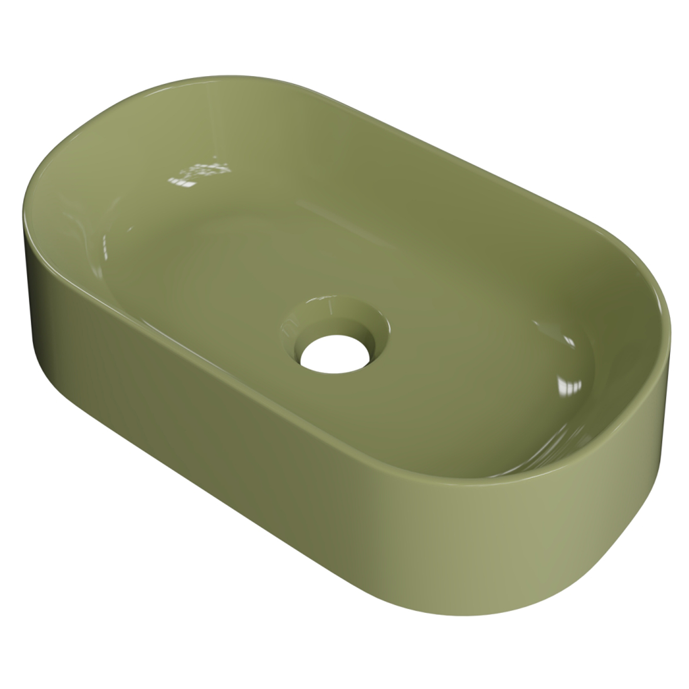 Cuba Pia de Apoio Para Banheiro Oval 43cm Hera C08 Verde - Mpozenato