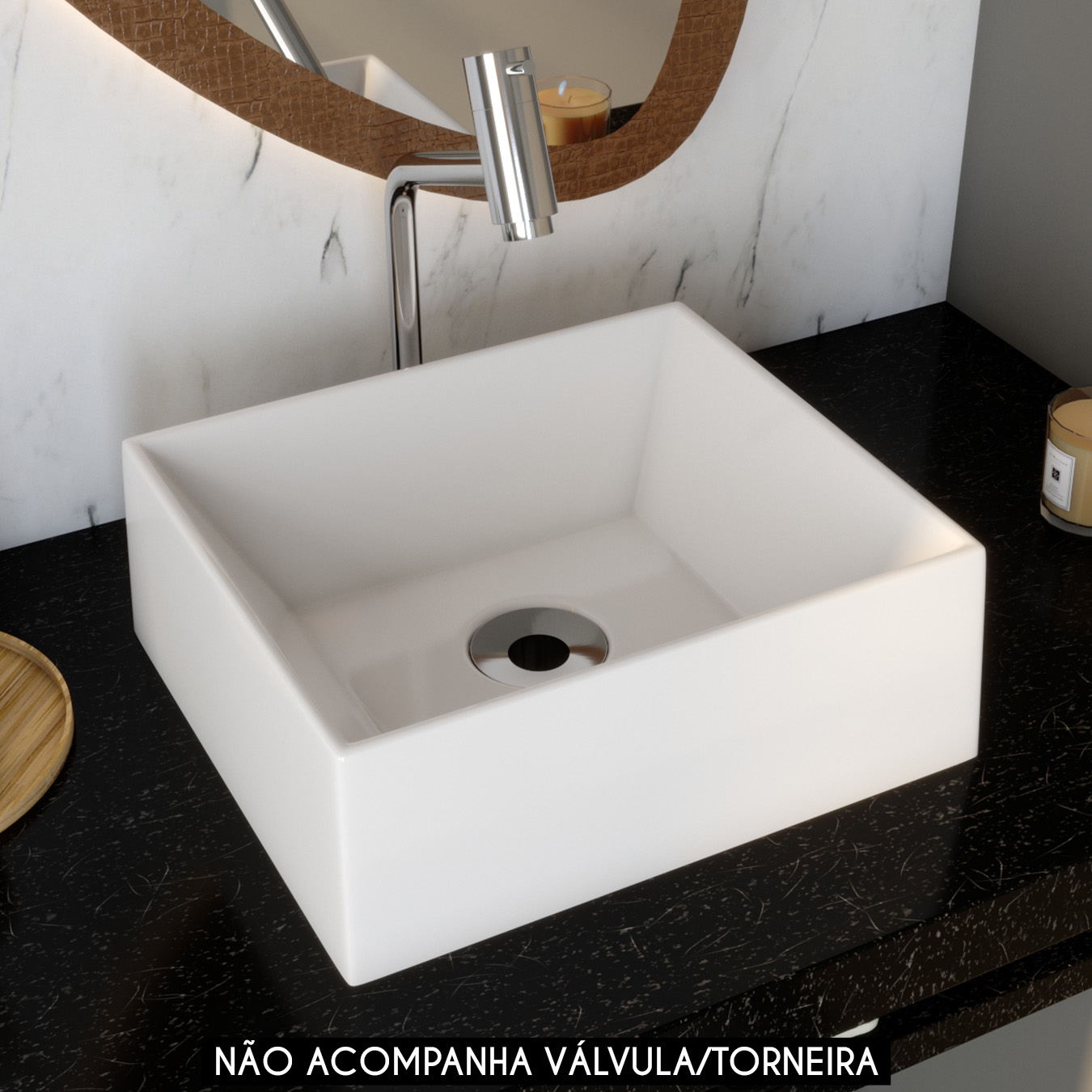Cuba Pia de Apoio Para Banheiro Retangular 30cm Joy C08 Branco - Mpozenato