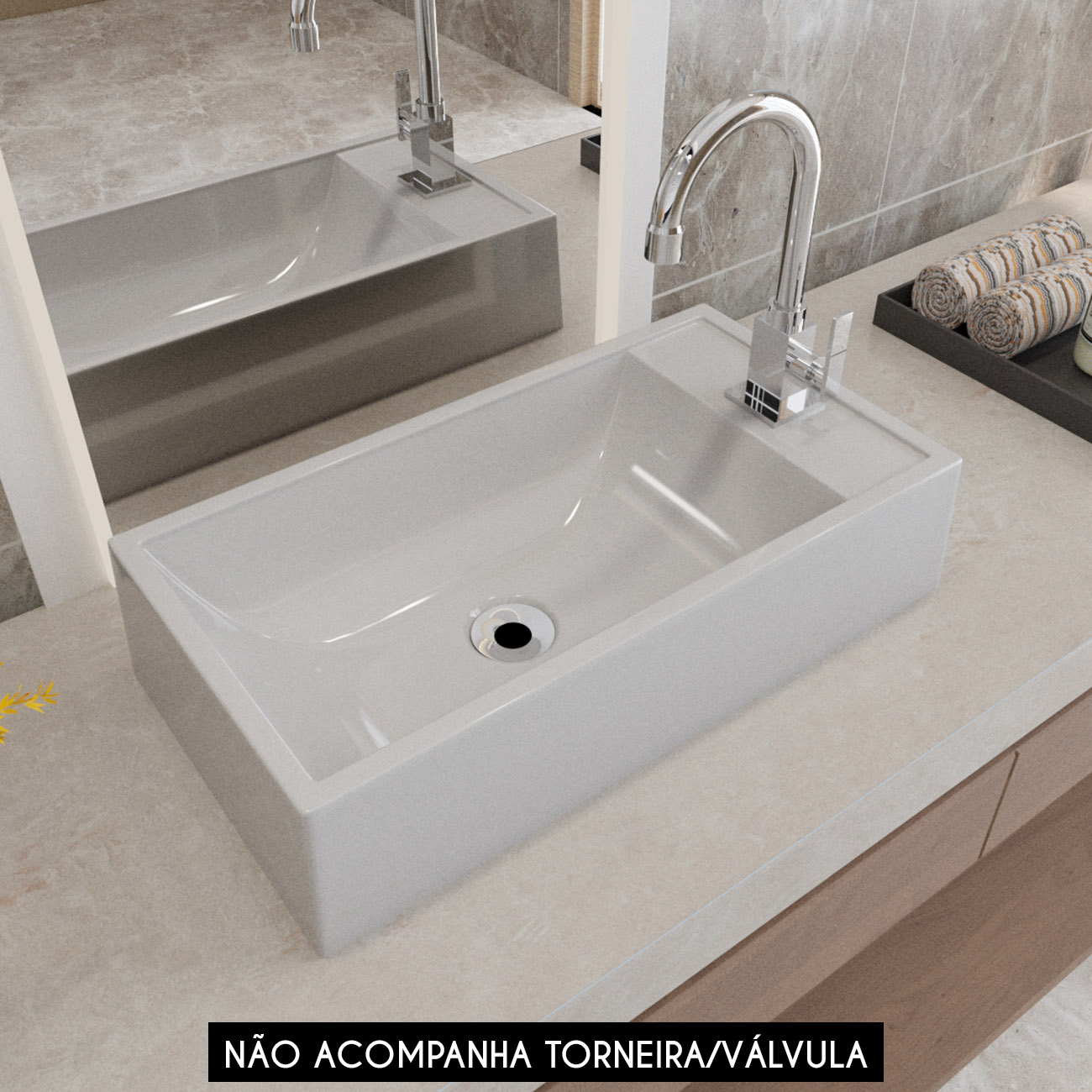 Cuba Pia de Apoio Para Banheiro Retangular 54cm Alva C08 Cinza - Mpozenato