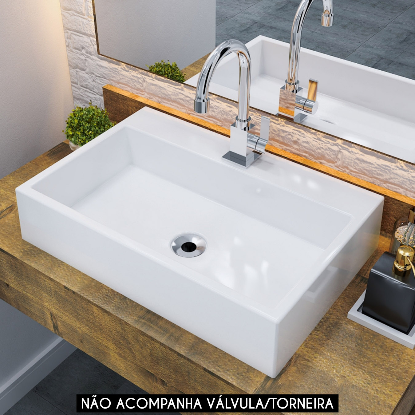 Cuba Pia de Apoio Para Banheiro Retangular 55cm Ivy C08 Branco - Mpozenato
