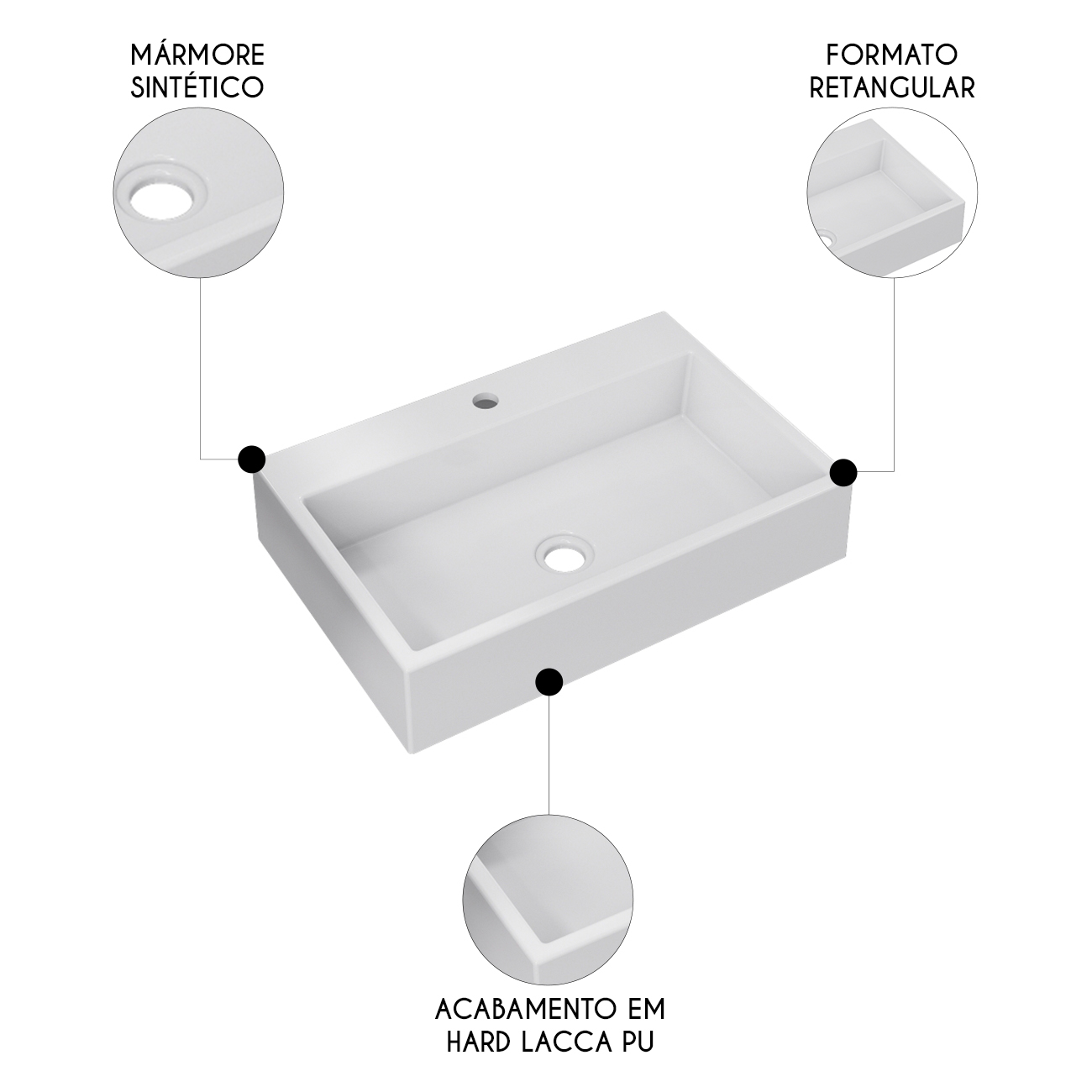 Cuba Pia de Apoio Para Banheiro Retangular 55cm Ivy C08 Branco - Mpozenato