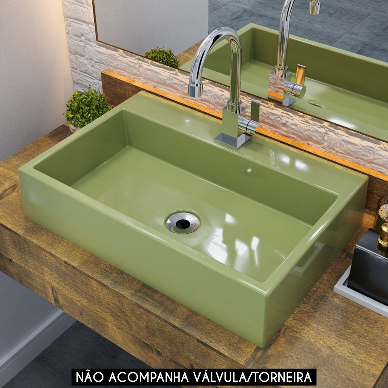 Cuba Pia de Apoio Para Banheiro Retangular 55cm Ivy C08 Verde - Mpozenato