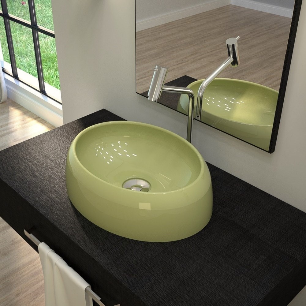 Cuba Pia de Apoio para Banheiro Oval Capri OV39W C08 Verde Acqua - Mpozenato