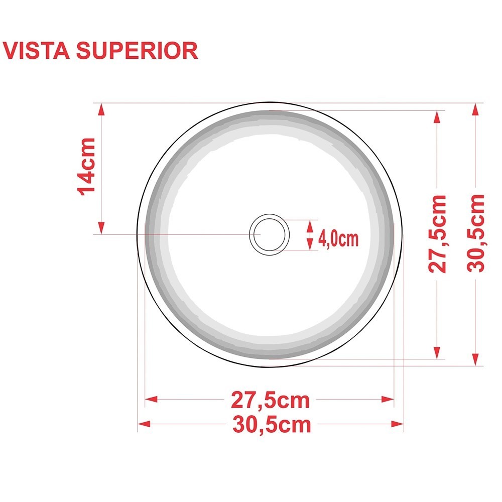 Cuba Pia de Apoio para Banheiro Redonda Bowl 30 C08 Vermelho - Mpozenato