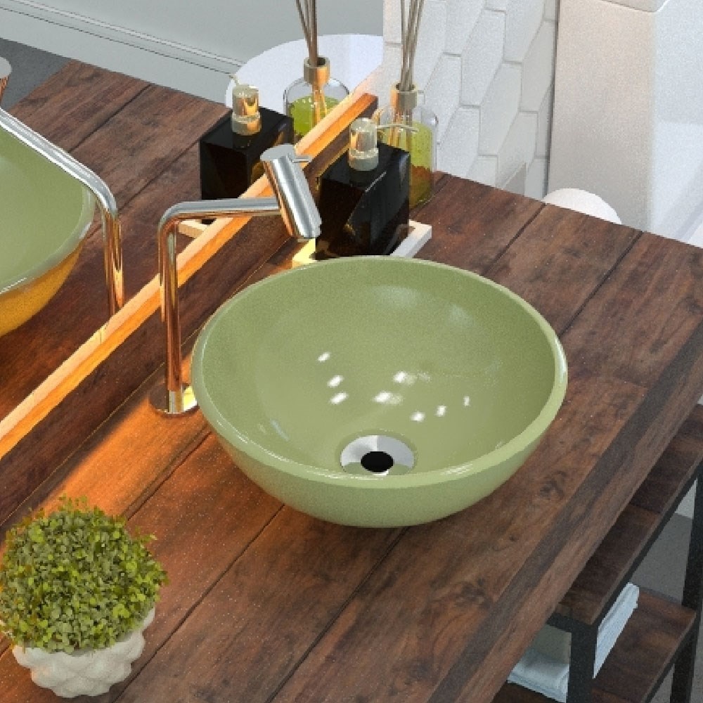 Cuba Pia de Apoio para Banheiro Redonda Bowl 35 C08 Verde Acqua - Mpozenato