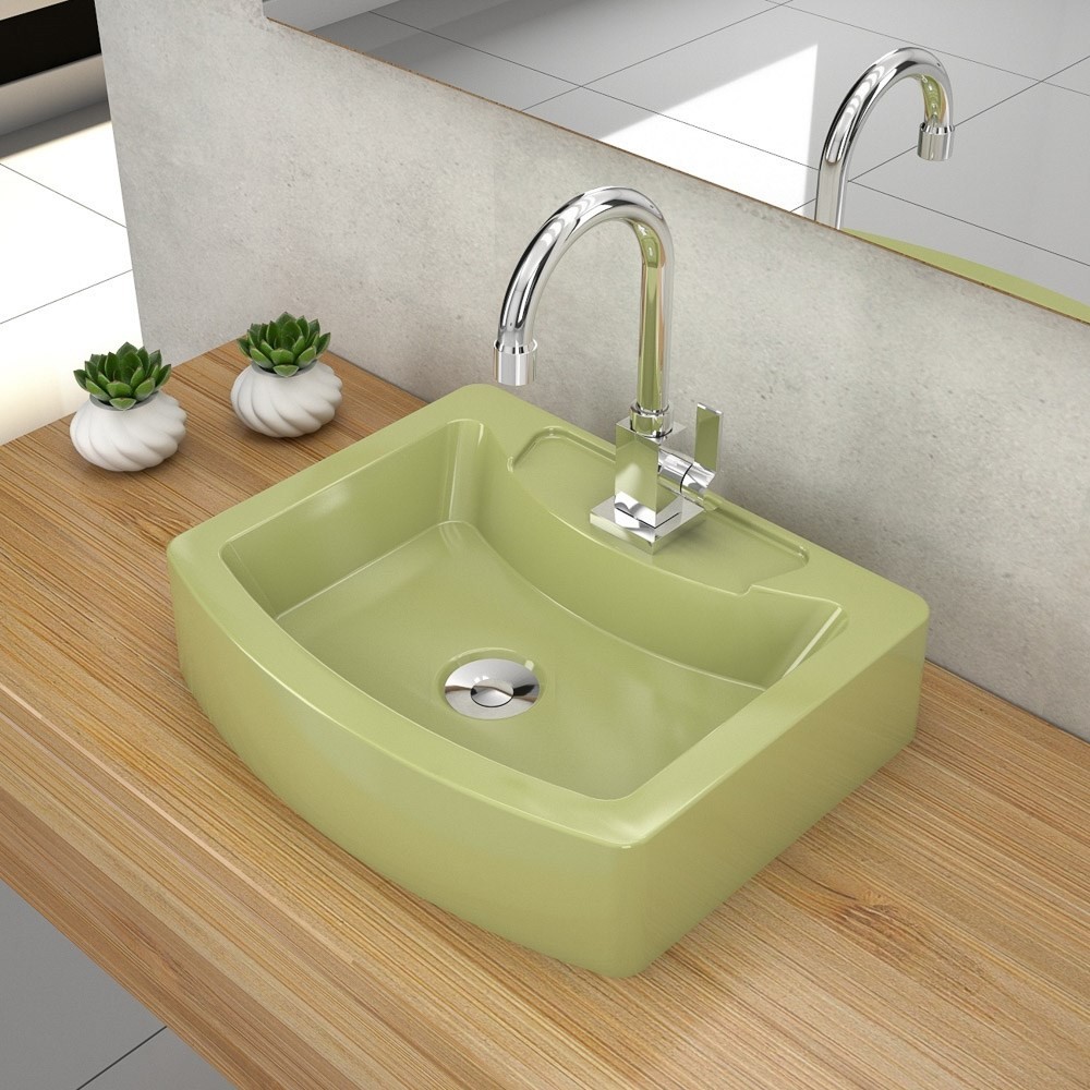 Cuba Pia de Apoio para Banheiro Retangular Aria RT41 C08 Verde Acqua - Mpozenato