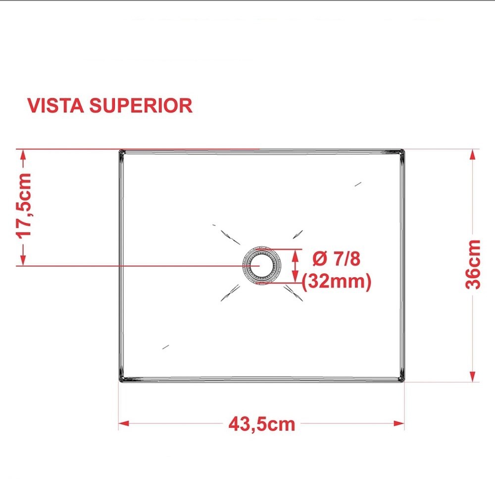 Cuba Pia de Apoio para Banheiro Retangular Folha Bari F44W C08 Vermelho - Mpozenato