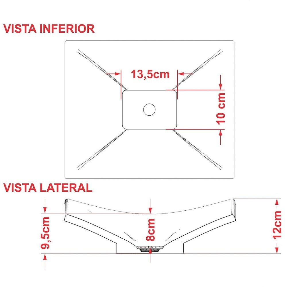 Cuba Pia de Apoio para Banheiro Retangular Folha Bari F44W C08 Vermelho - Mpozenato