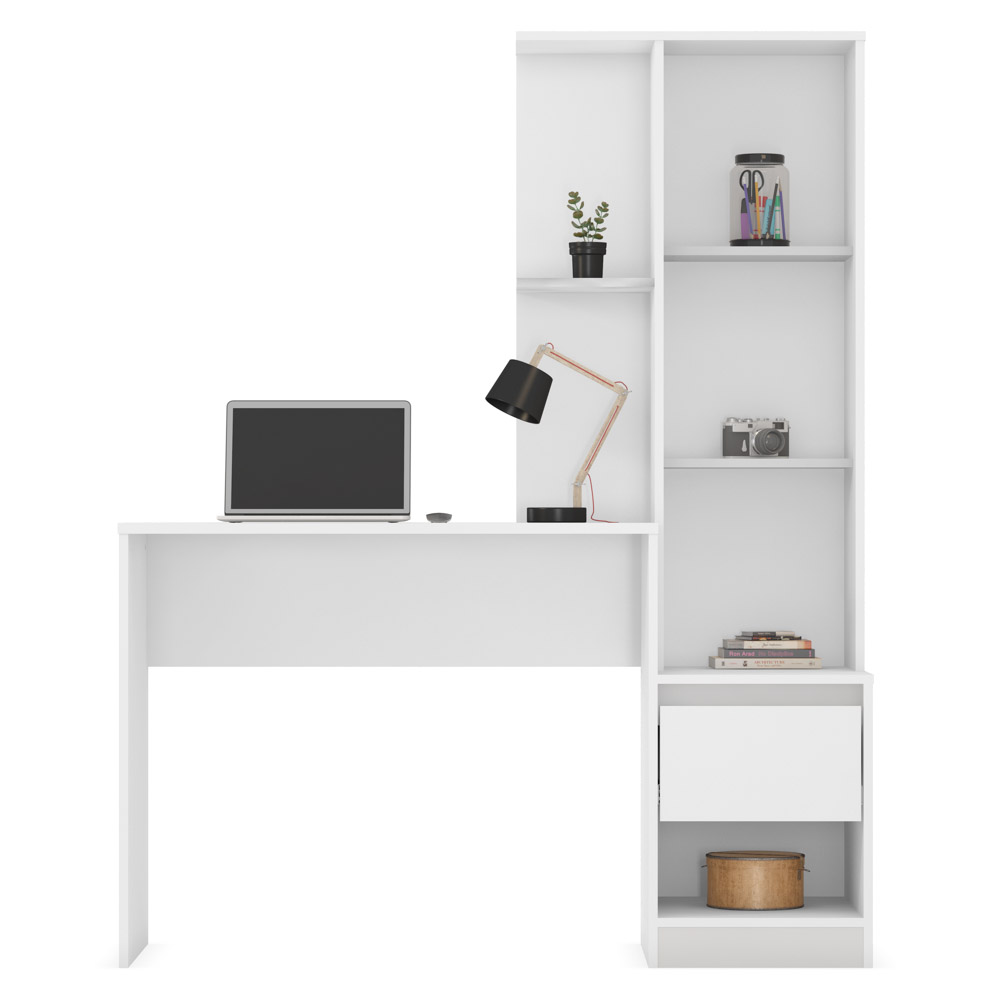 Escrivaninha Com Armário 1 Porta 1 Gaveta Office Morada D02 Branco - Mpozenato