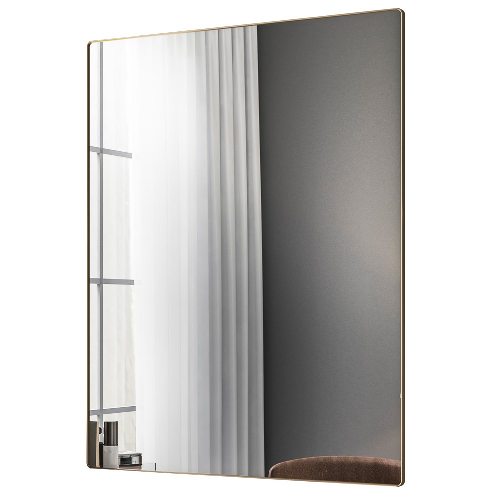 Espelho Decorativo Retangular Com Moldura Shine D09 Dourado - Mpozenato