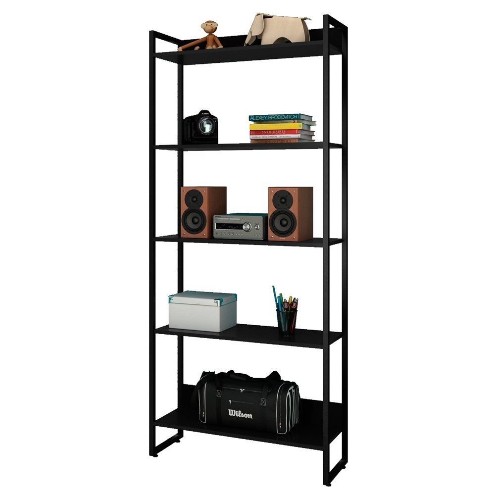 Estante 5 Prateleiras Studio Industrial M18 Preto - Mpozenato