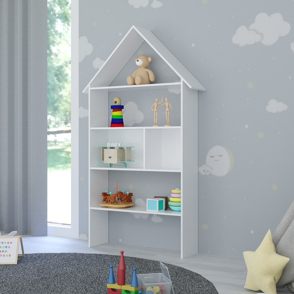 Estante Casinha Infantil Organizadora 4 Prateleiras Candy L03 Branco - Mpozenato