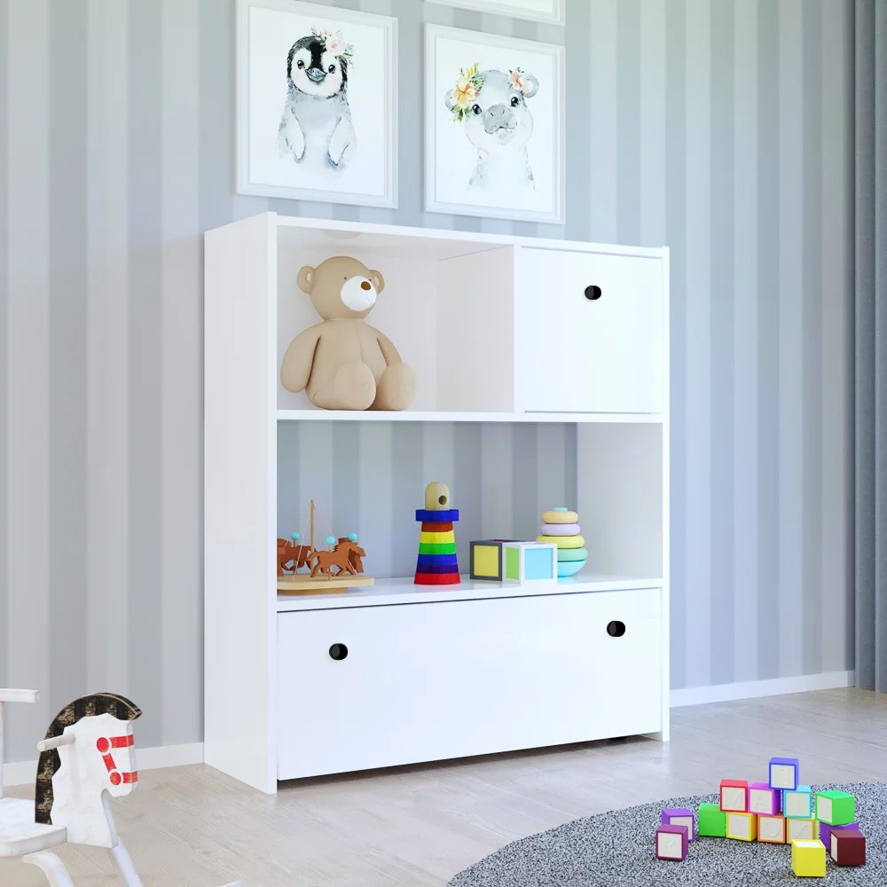 Estante Infantil Organizadora Com Nichos 2 Gavetas Cindy L03 Branco - Mpozenato