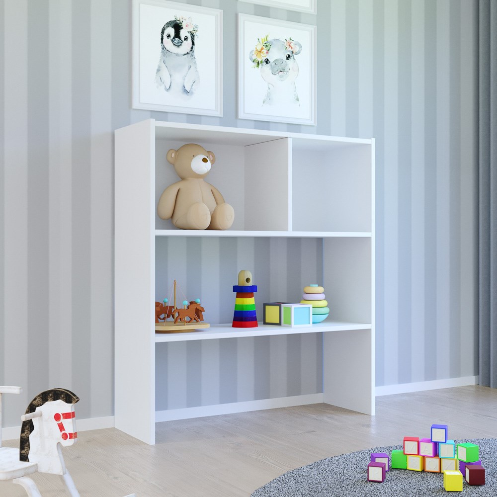 Estante Infantil Organizadora Com Nichos Cindy L03 Branco - Mpozenato