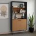 Estante Livreiro Decorativa 2 Portas Industrial Lit A06 Freijó/Preto - Mpozenato