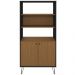 Estante Livreiro Decorativa 2 Portas Industrial Lit A06 Freijó/Preto - Mpozenato
