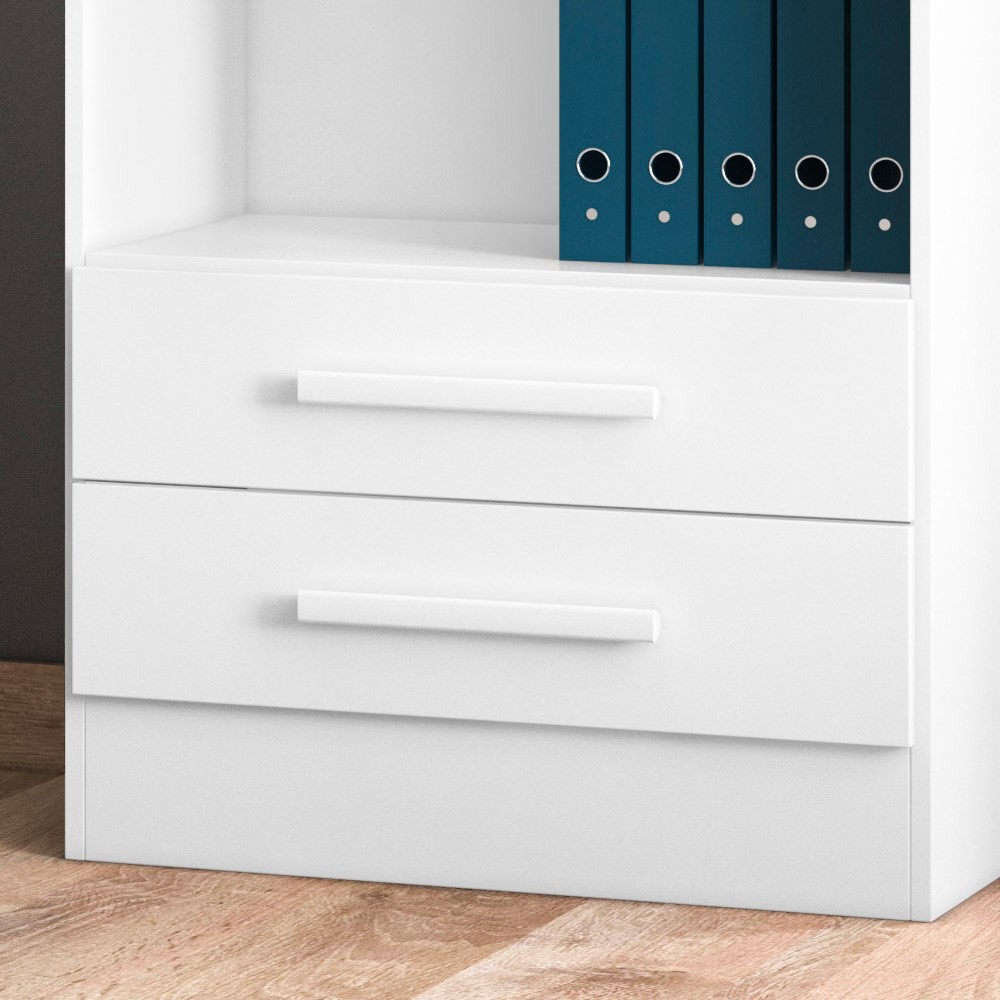 Estante Livreiro Multiuso 2 Gavetas e 5 Prateleiras Fancy Q01 Branco - Mpozenato