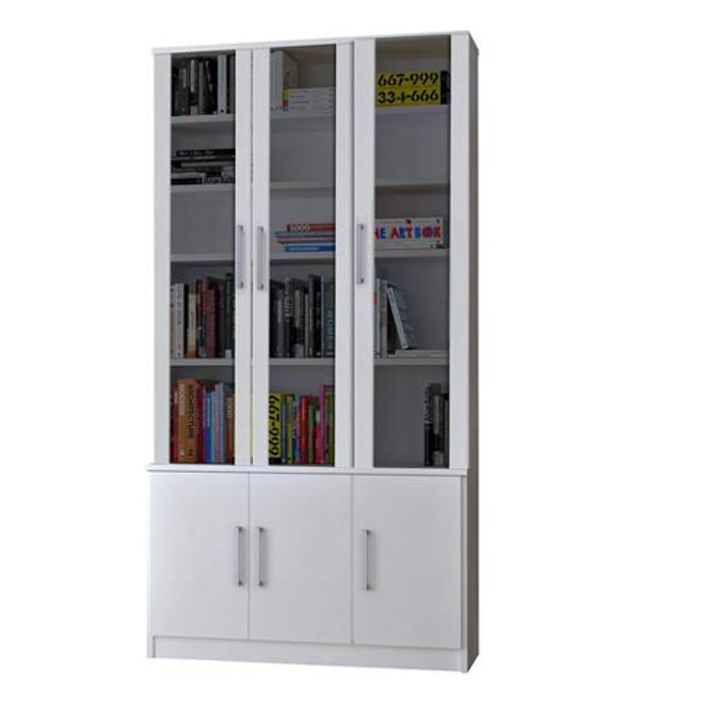 Estante Livreiro Multiuso 6 Portas Vidro Fumê Legend F04 Branco - Mpozenato