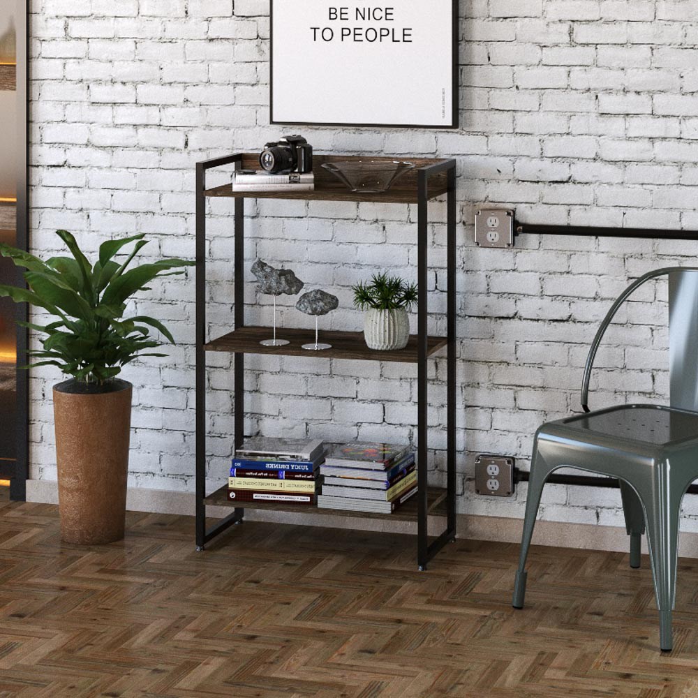 Estante Livreiro Multiuso Dynamica Industrial 60cm 3 Prateleiras C08 Carvalho Dark - Mpozenato
