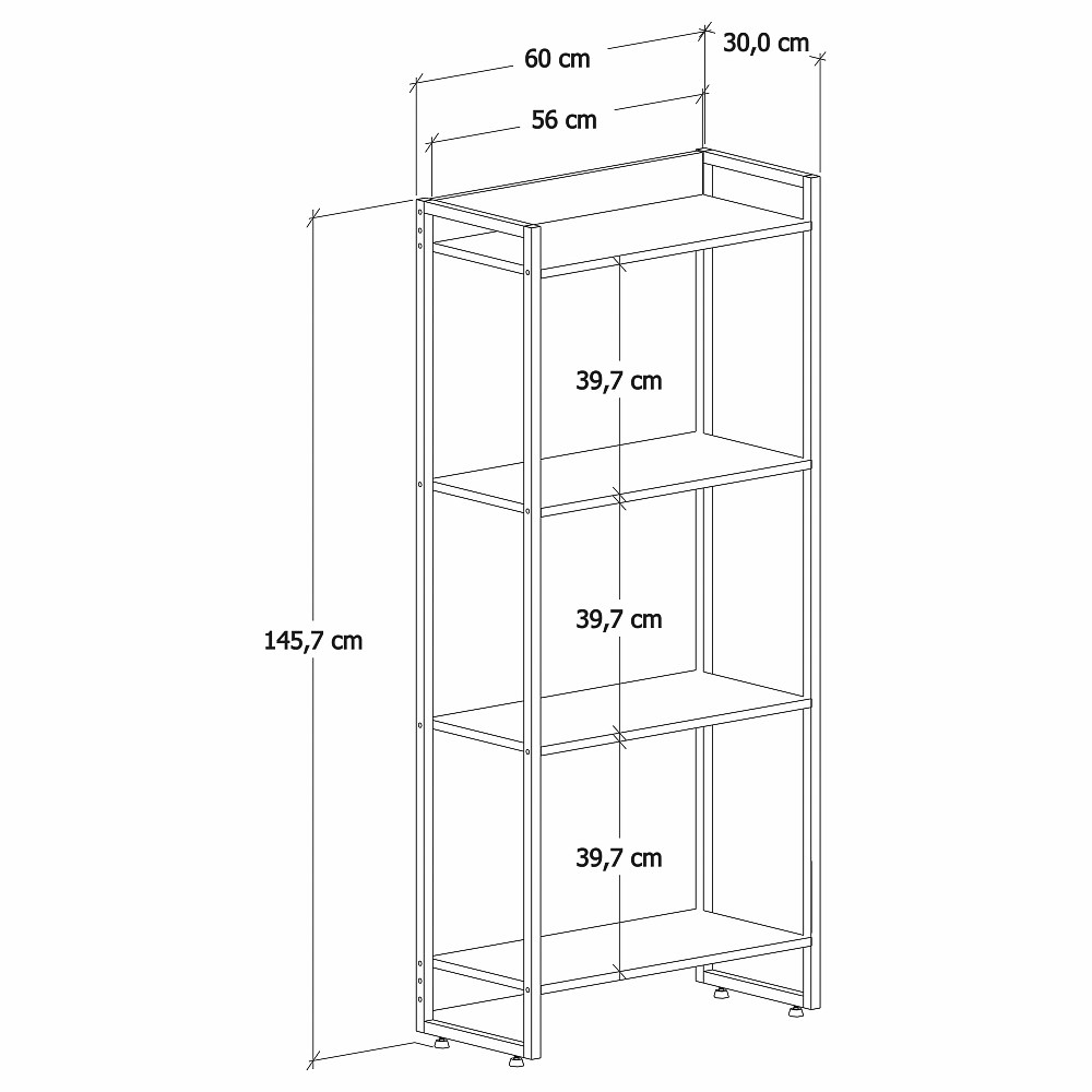 Estante Livreiro Multiuso Dynamica Industrial 60cm 4 Prateleiras C08 Snow - Mpozenato
