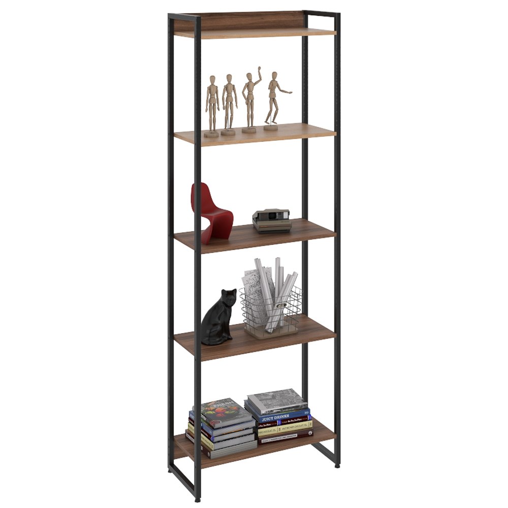 Estante Livreiro Multiuso Dynamica Industrial 60cm 5 Prateleiras C08 Nogal - Mpozenato