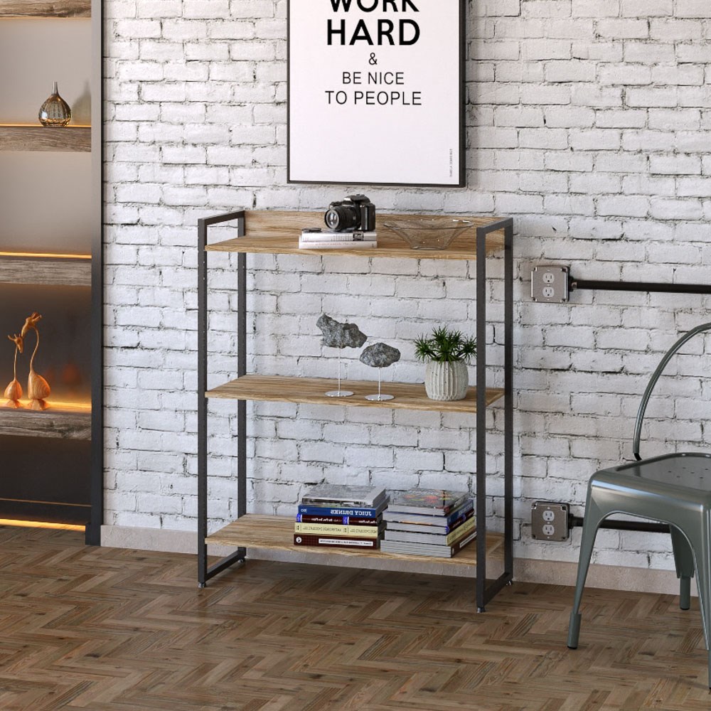 Estante Livreiro Multiuso Dynamica Industrial 80cm 3 Prateleiras C08 Carvalho - Mpozenato