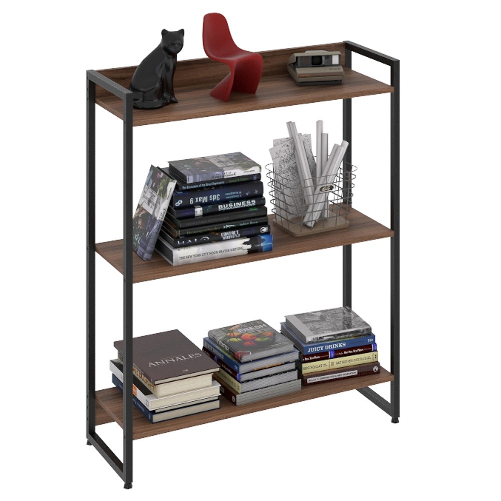 Estante Livreiro Multiuso Dynamica Industrial 80cm 3 Prateleiras C08 Nogal - Mpozenato