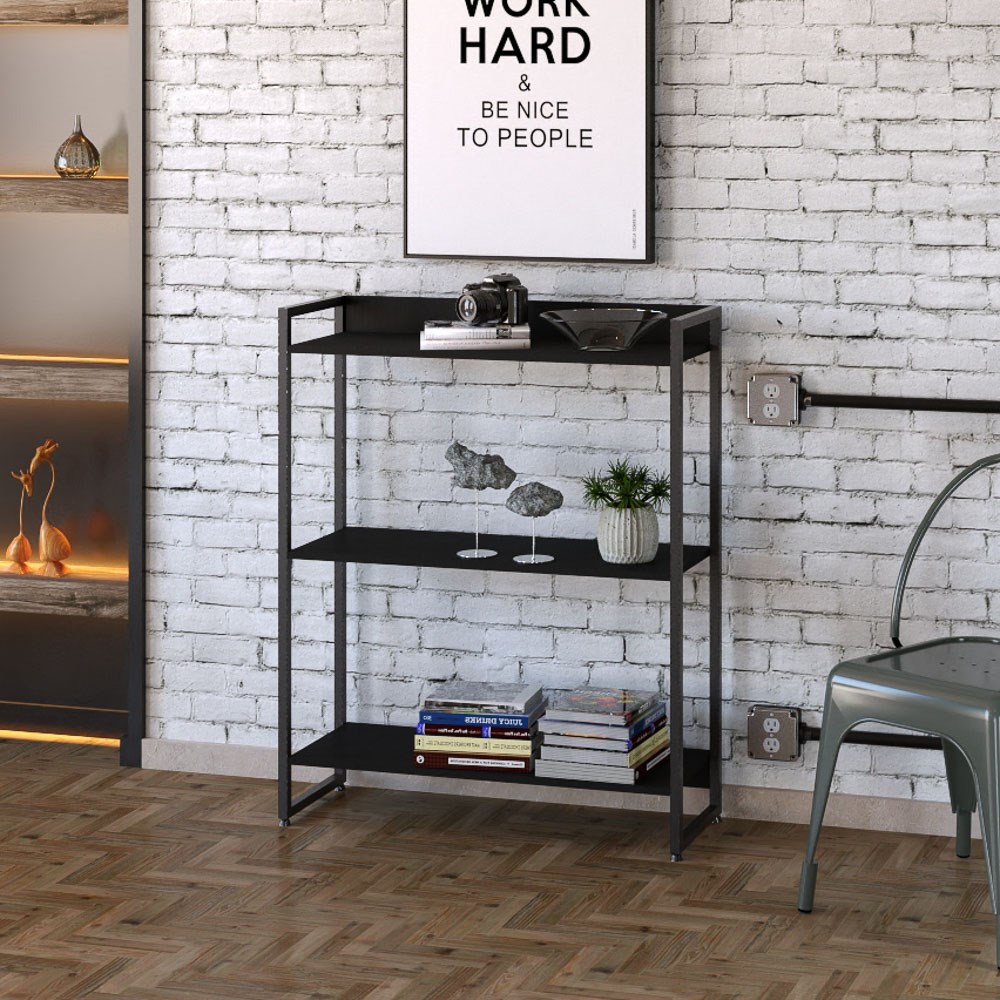 Estante Livreiro Multiuso Dynamica Industrial 80cm 3 Prateleiras C08 Preto Ônix - Mpozenato