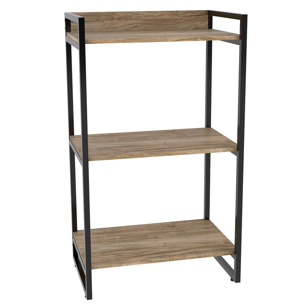 Estante Livreiro Multiuso Prisma Estilo Industrial 60cm 3 Prateleiras C08 Carvalho - Mpozenato