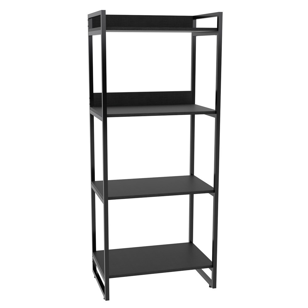 Estante Livreiro Multiuso Prisma Estilo Industrial 60cm 4 Prateleiras C08 Preto Onix - Mpozenato