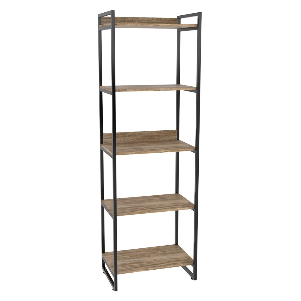 Estante Livreiro Multiuso Prisma Estilo Industrial 60cm 5 Prateleiras C08 Carvalho - Mpozenato
