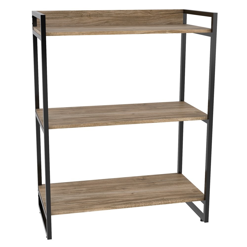 Estante Livreiro Multiuso Prisma Estilo Industrial 80cm 3 Prateleiras C08 Carvalho - Mpozenato