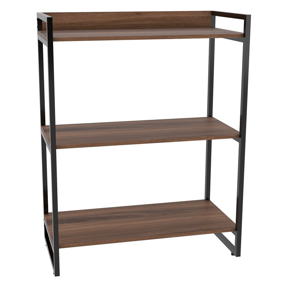Estante Livreiro Multiuso Prisma Estilo Industrial 80cm 3 Prateleiras C08 Nogal - Mpozenato