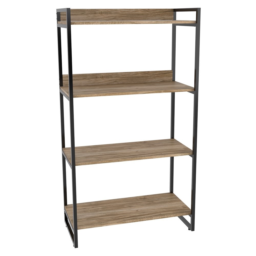 Estante Livreiro Multiuso Prisma Estilo Industrial 80cm 4 Prateleiras C08 Carvalho - Mpozenato