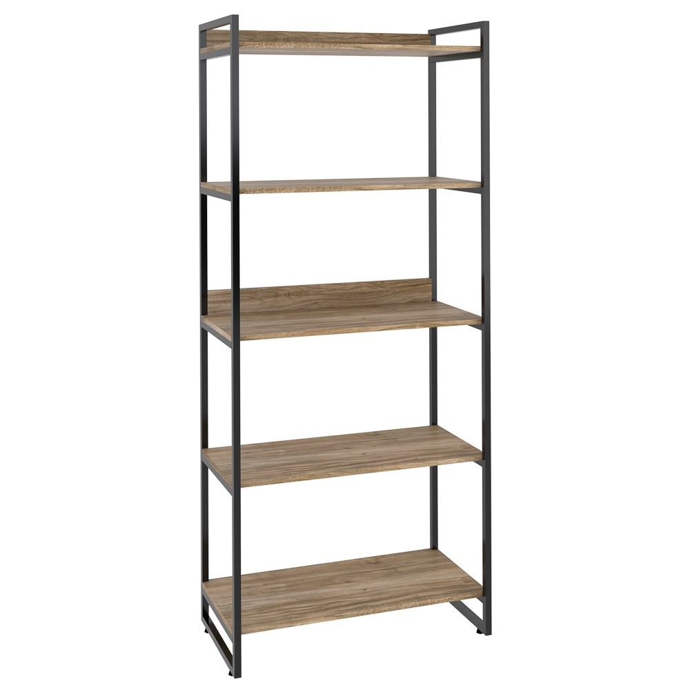 Estante Livreiro Multiuso Prisma Estilo Industrial 80cm 5 Prateleiras C08 Carvalho - Mpozenato