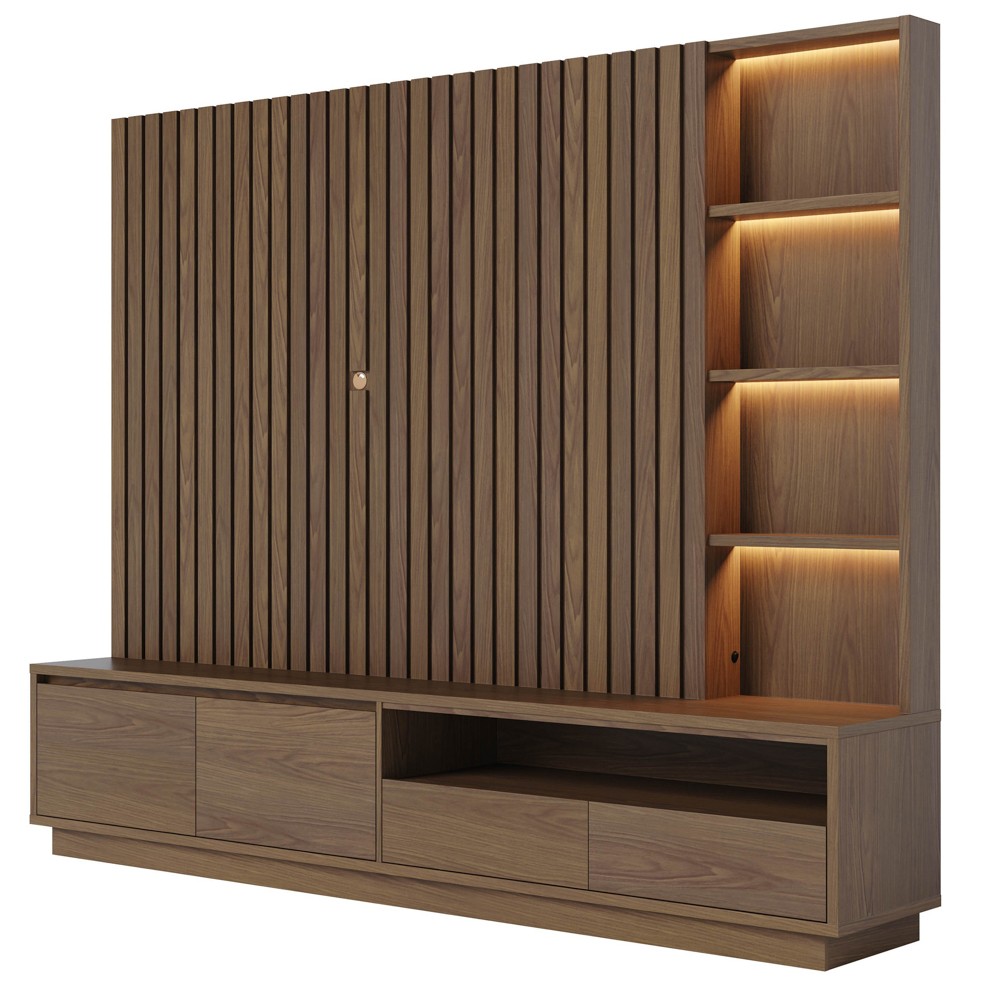 Estante Painel para TV 82 Pol 240cm com LED Hawai C05 Amêndoa - Mpozenato