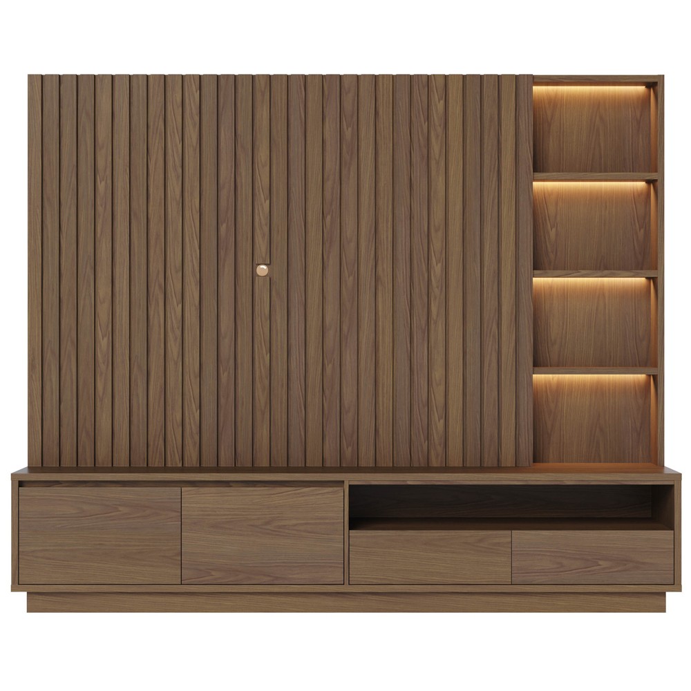 Estante Painel para TV 82 Pol 240cm com LED Hawai C05 Amêndoa - Mpozenato