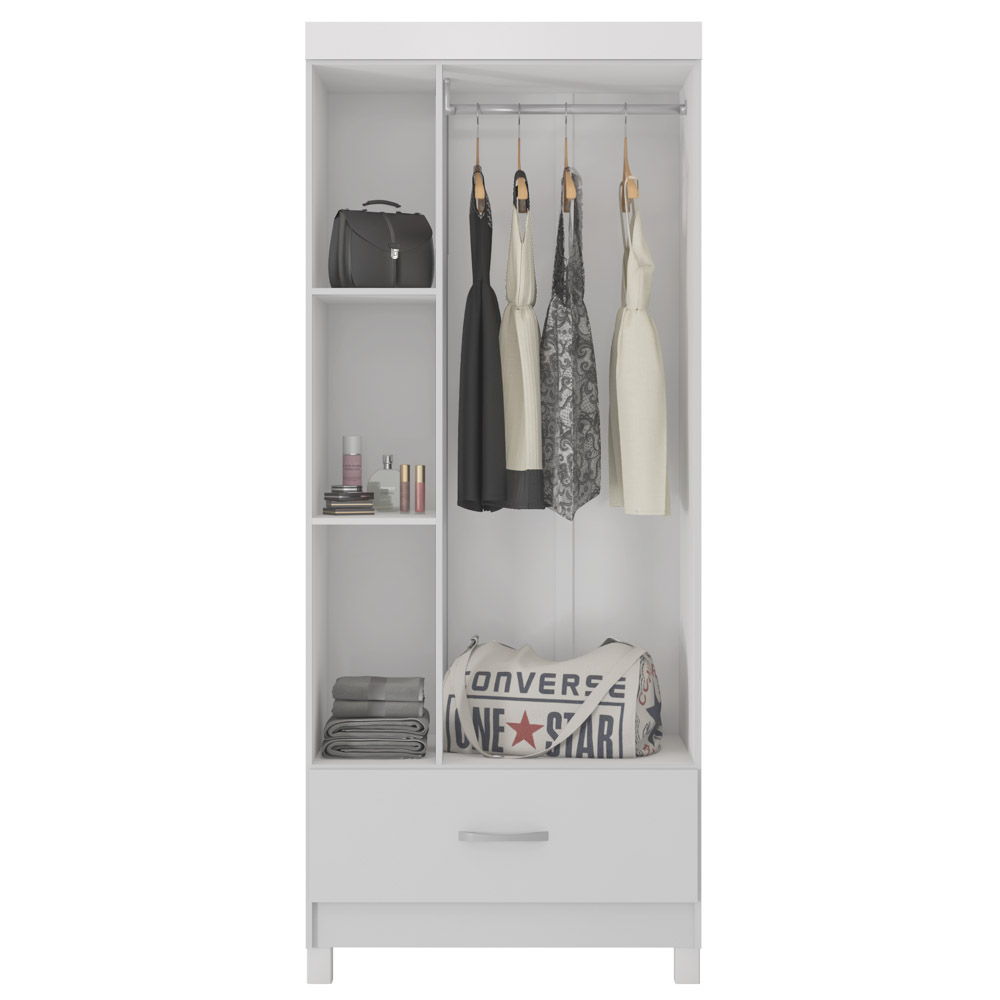 Guarda Roupa 3 Portas 1 Gaveta Prince D02 Branco - Mpozenato